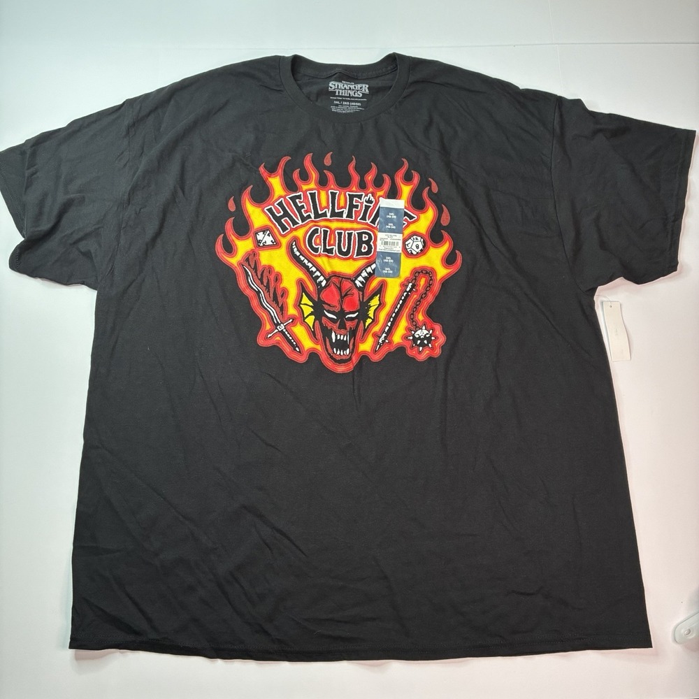 Stranger Things Hellfire Club Graphic Tee T-Shirt Men's 3XL Netflix Black Shirt